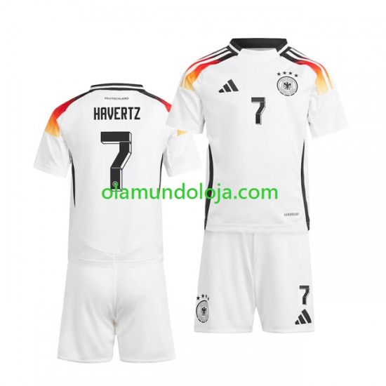 Camisola Alemanha Havertz 7 Criança Equipamento Primeiro Euro 2024 Manga Curta